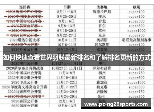 如何快速查看世界羽联最新排名和了解排名更新的方式